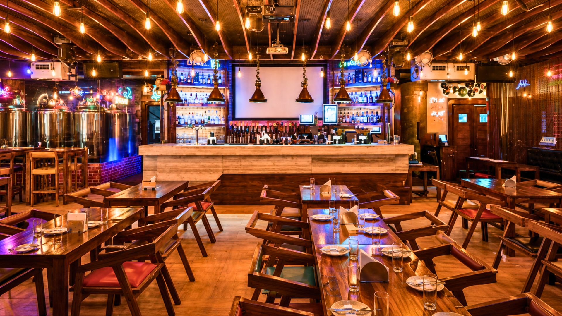 Sandoitchi restaurant's vibrant interior in Powai