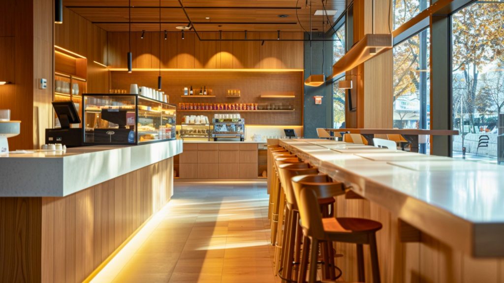 Metal accents used in modern restaurant interior design