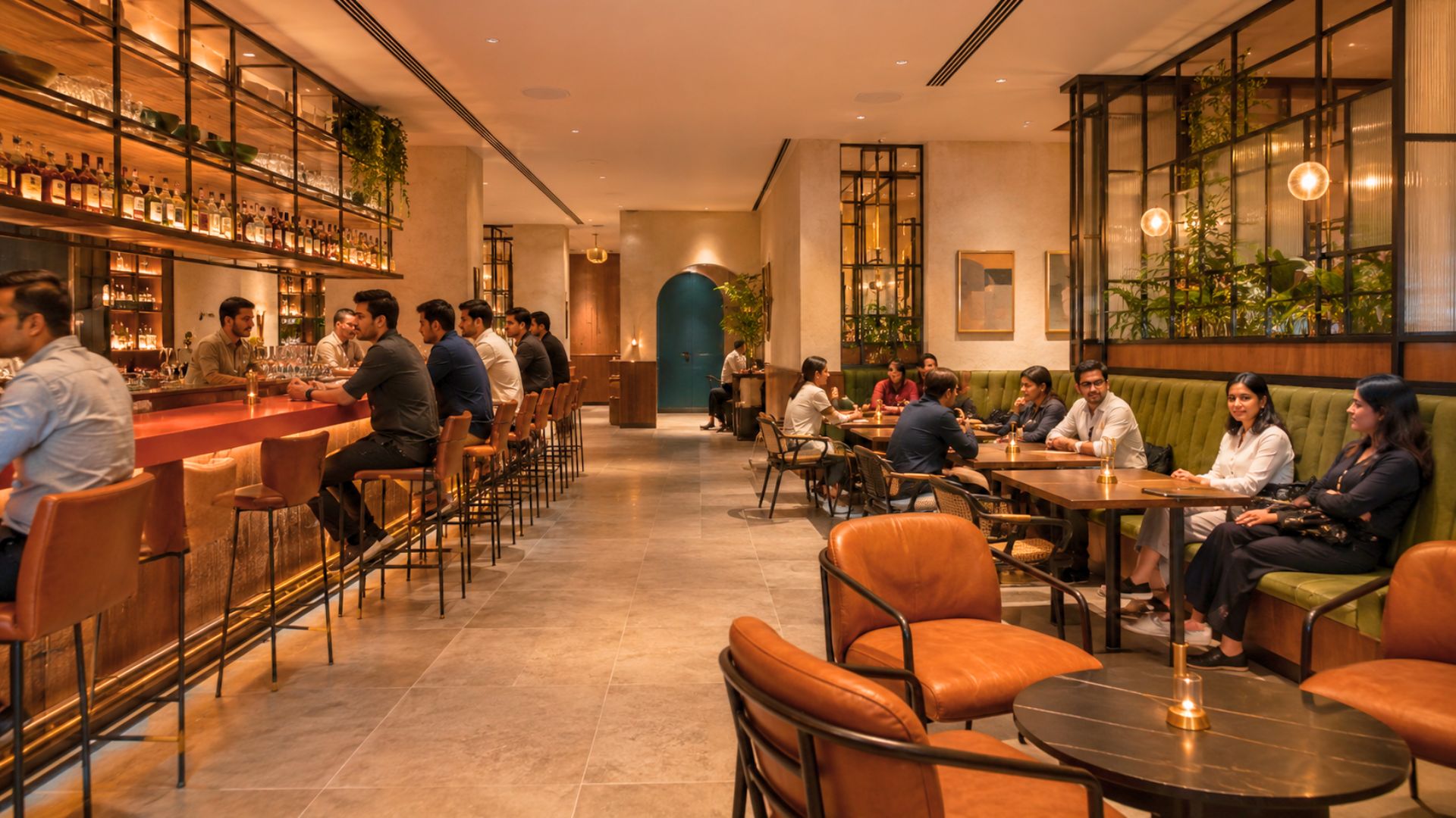 Bar lighting transforming the space