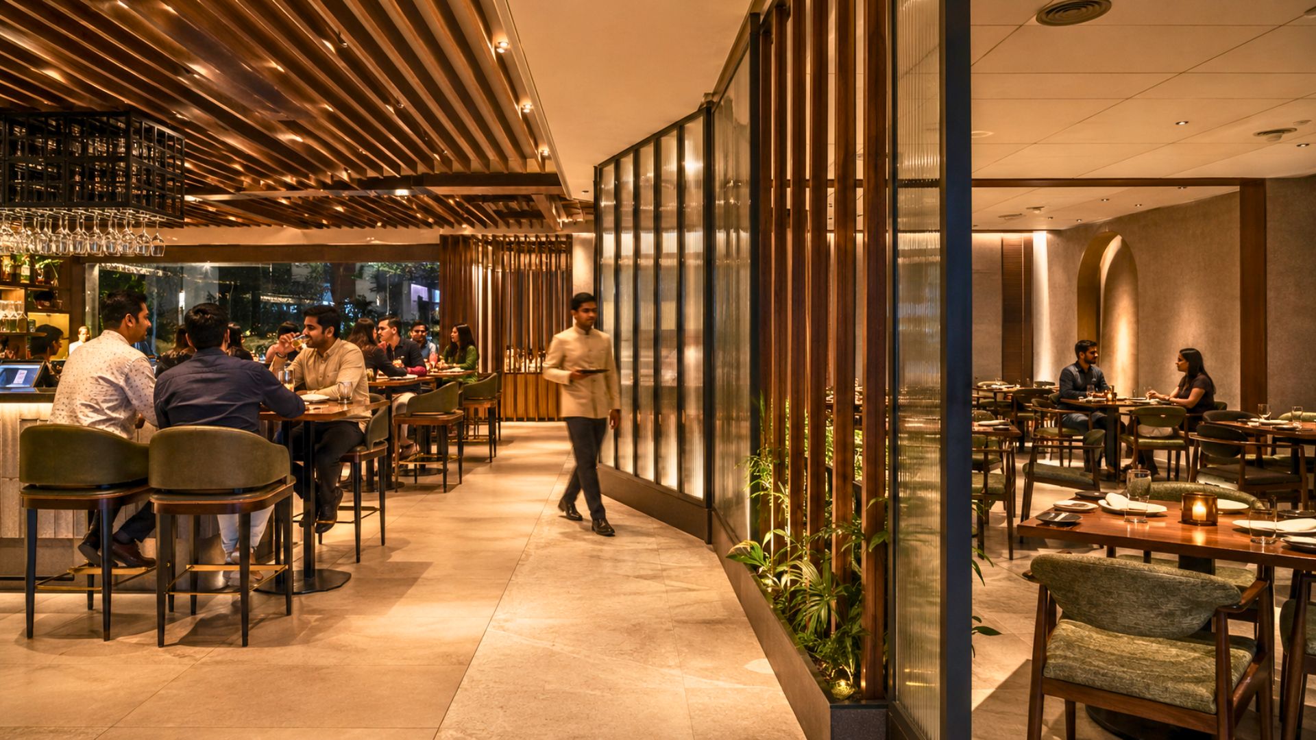 Multi-functional lounge area used during peak hours