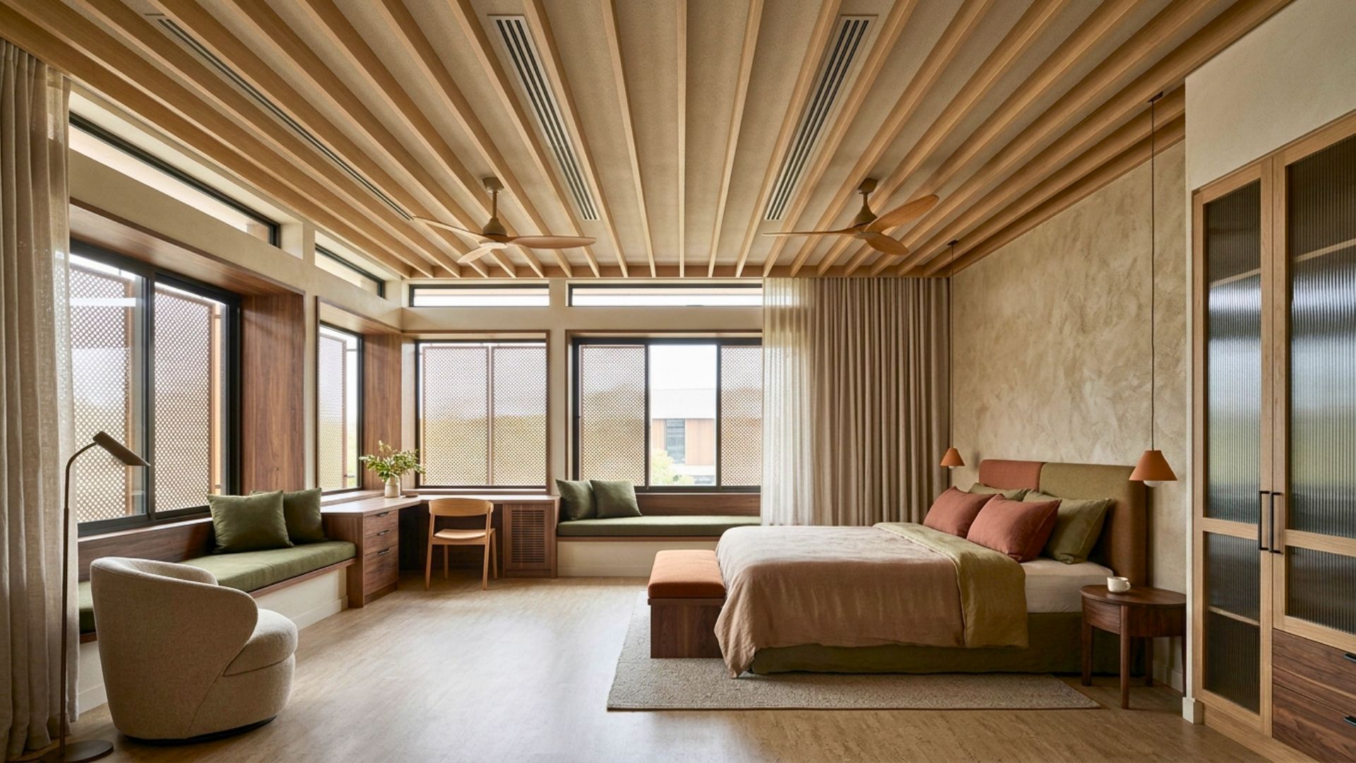 Low-VOC paint used in a hotel interior