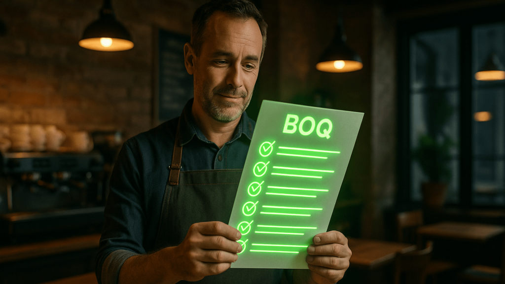 GST and tax line items in a restaurant fit-out BOQ