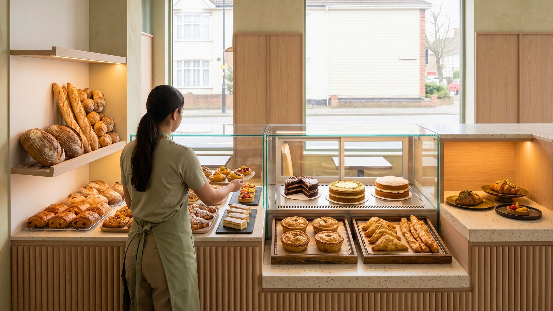 Bakery menu styled with pastel colours and warm design