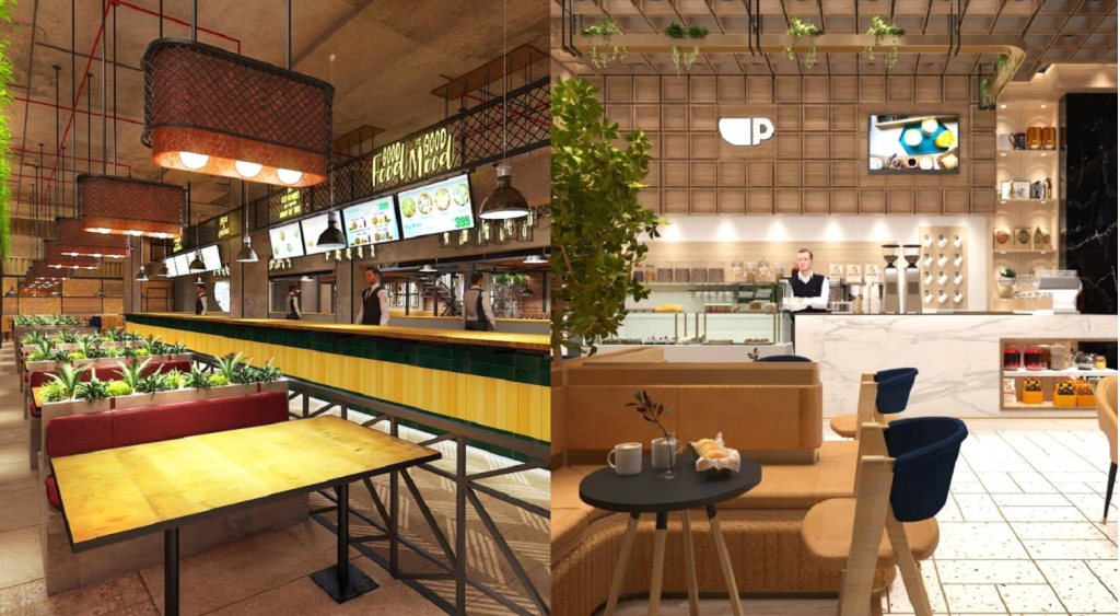 Strategically positioned order delivery counter in a restaurant