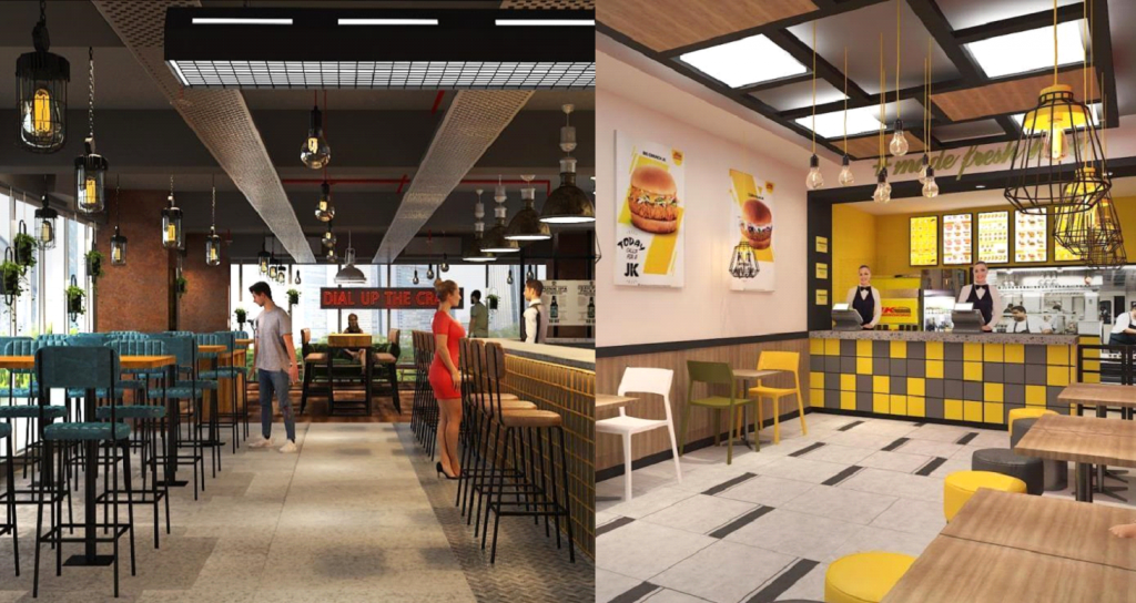 Restaurant external facade design and lighting