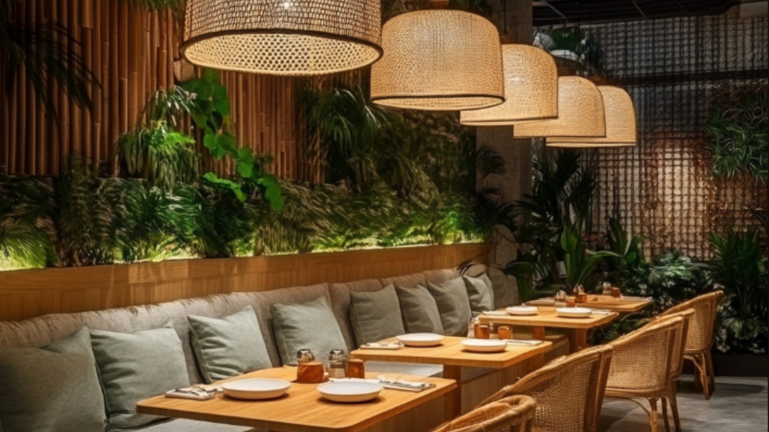 Compact laminate and quartz surfaces in a restaurant counter