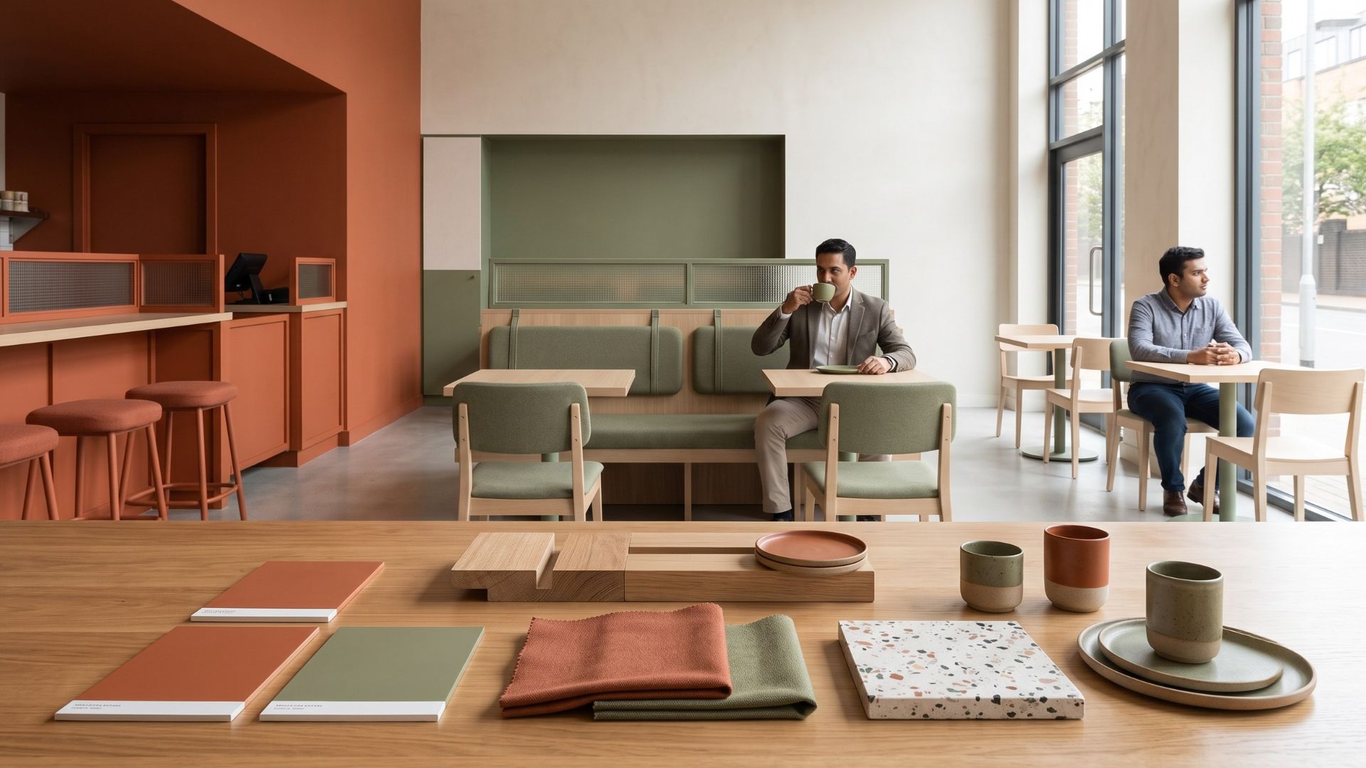 Functional restaurant layout with seating and aisle planning