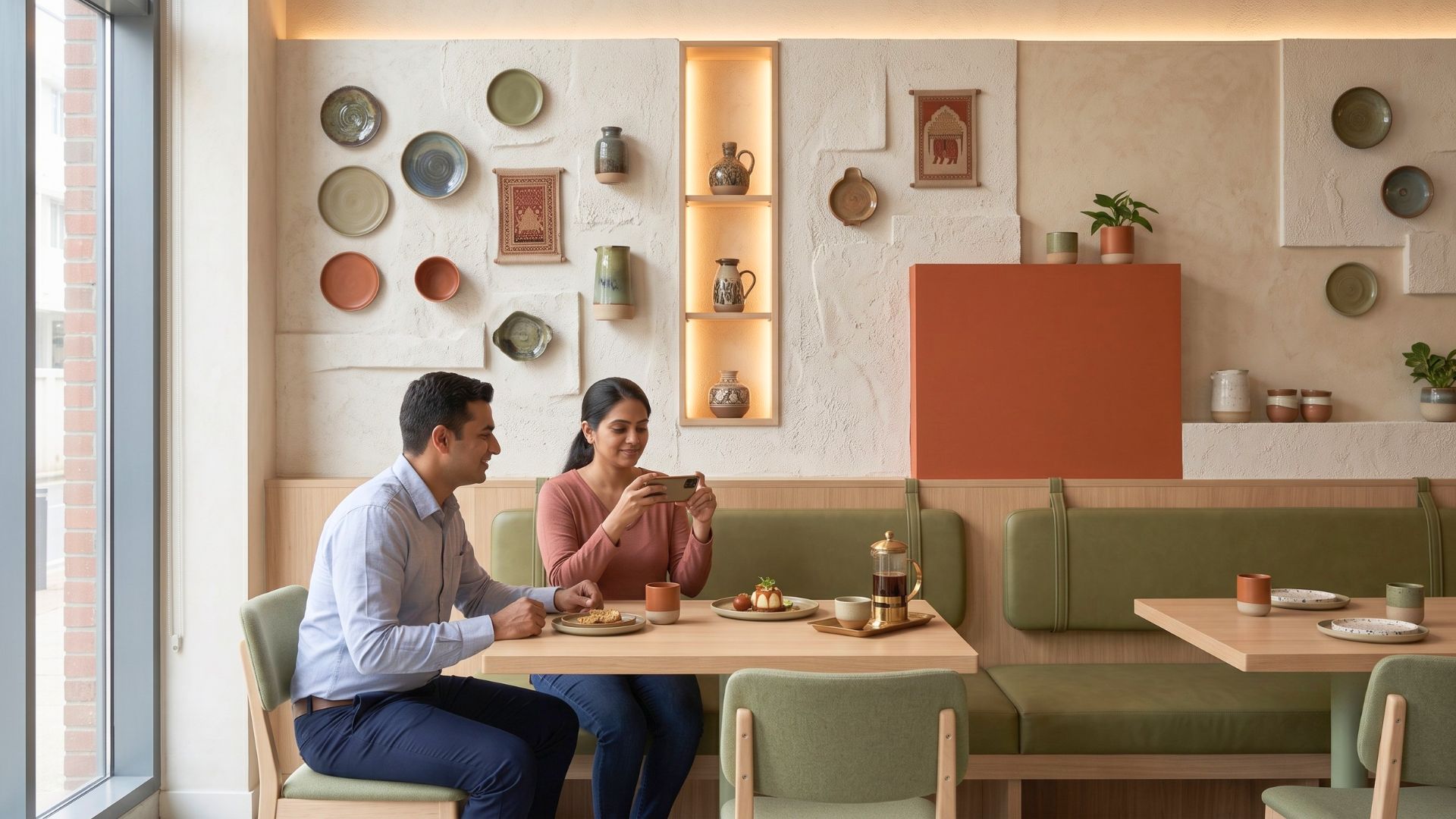Precise lighting setup in a restaurant dining space