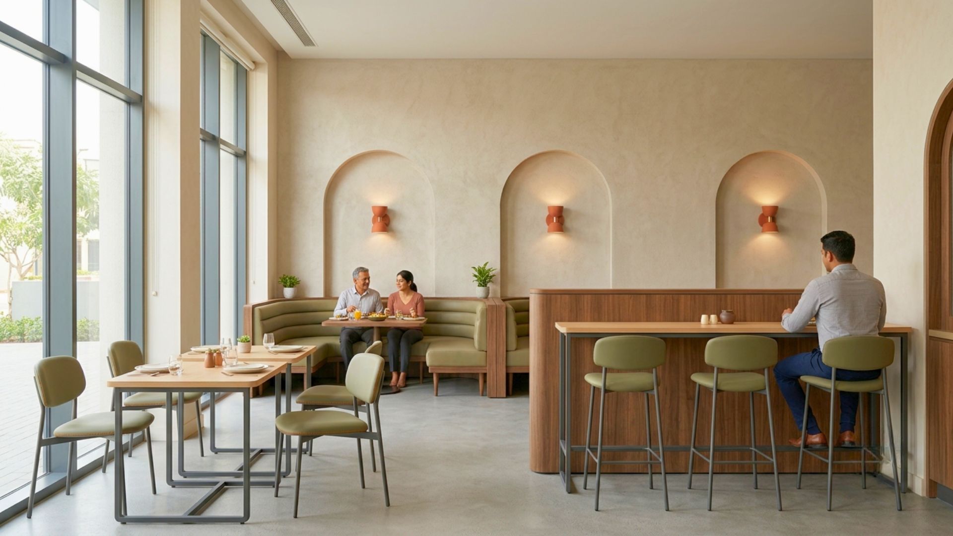 Furniture crafted to match a restaurant's theme and cuisine