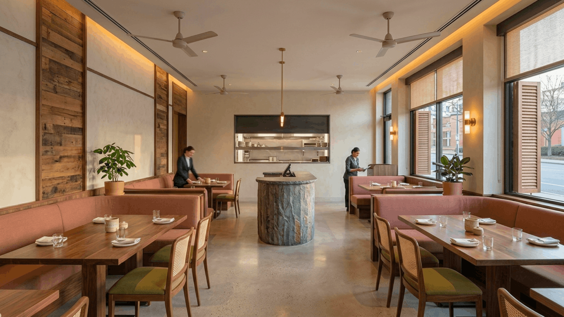 Upcycled and repurposed materials in restaurant decor