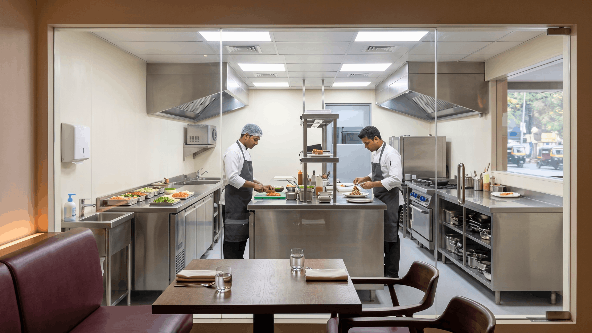 Open kitchen design supporting restaurant hygiene and transparency